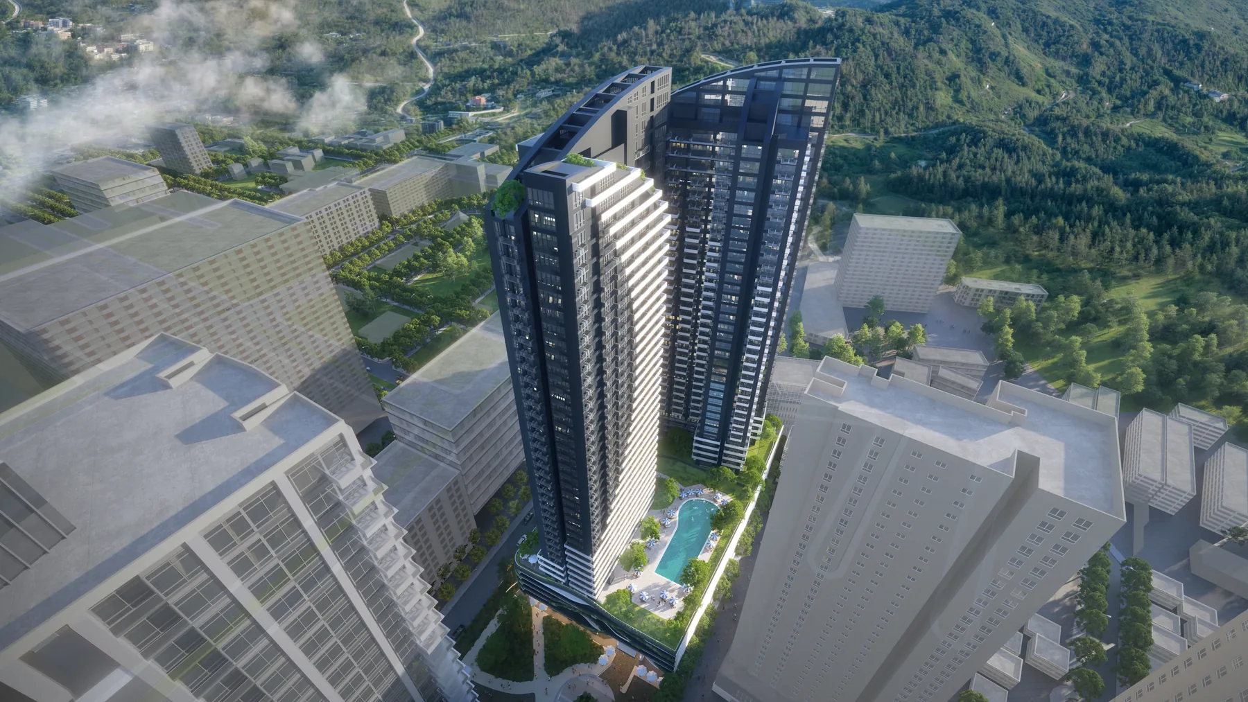 The Wave Towers — Aerial View on Amenity Side