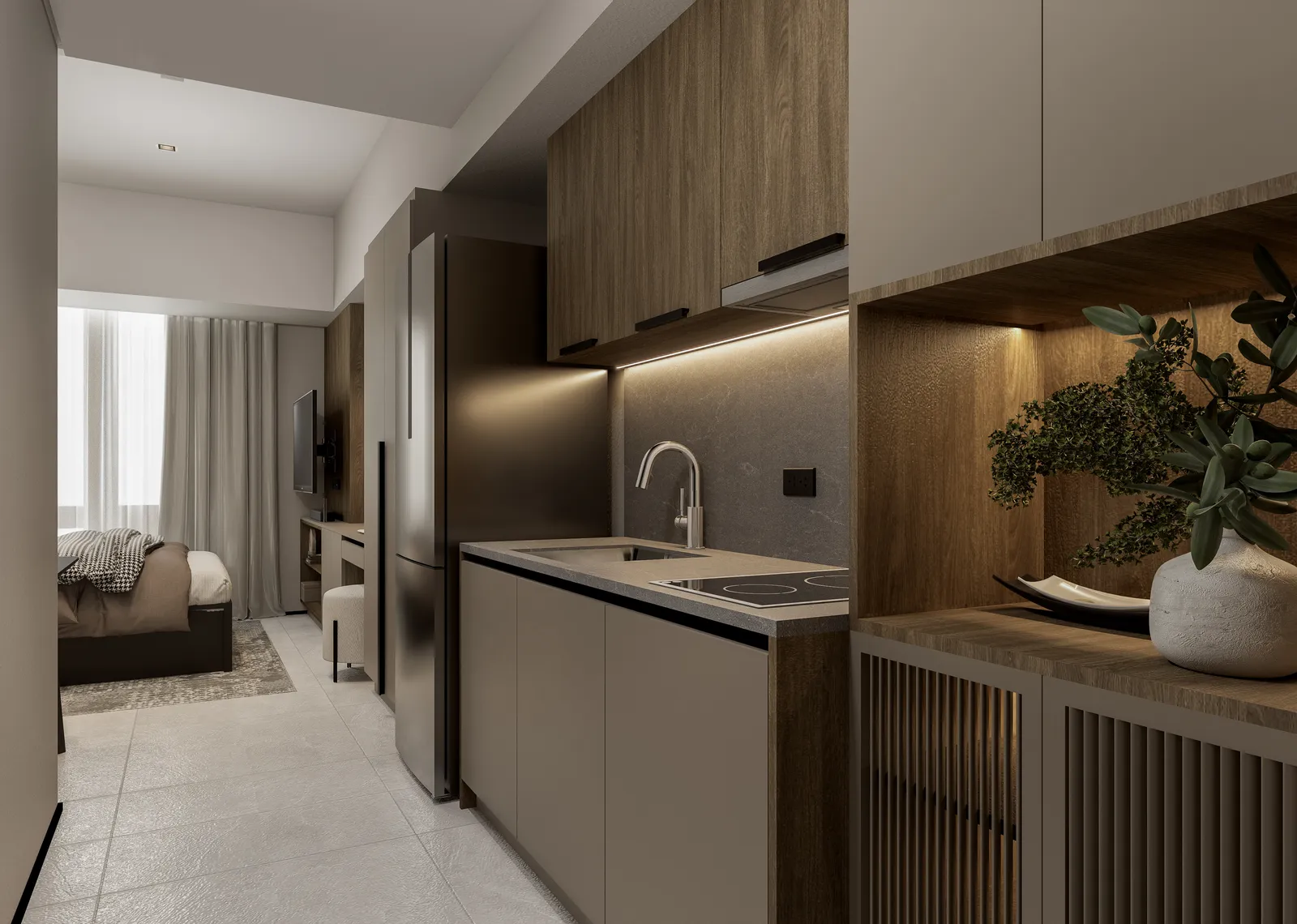 Studio architectural perspective — Studio Furnished Unit - View 02