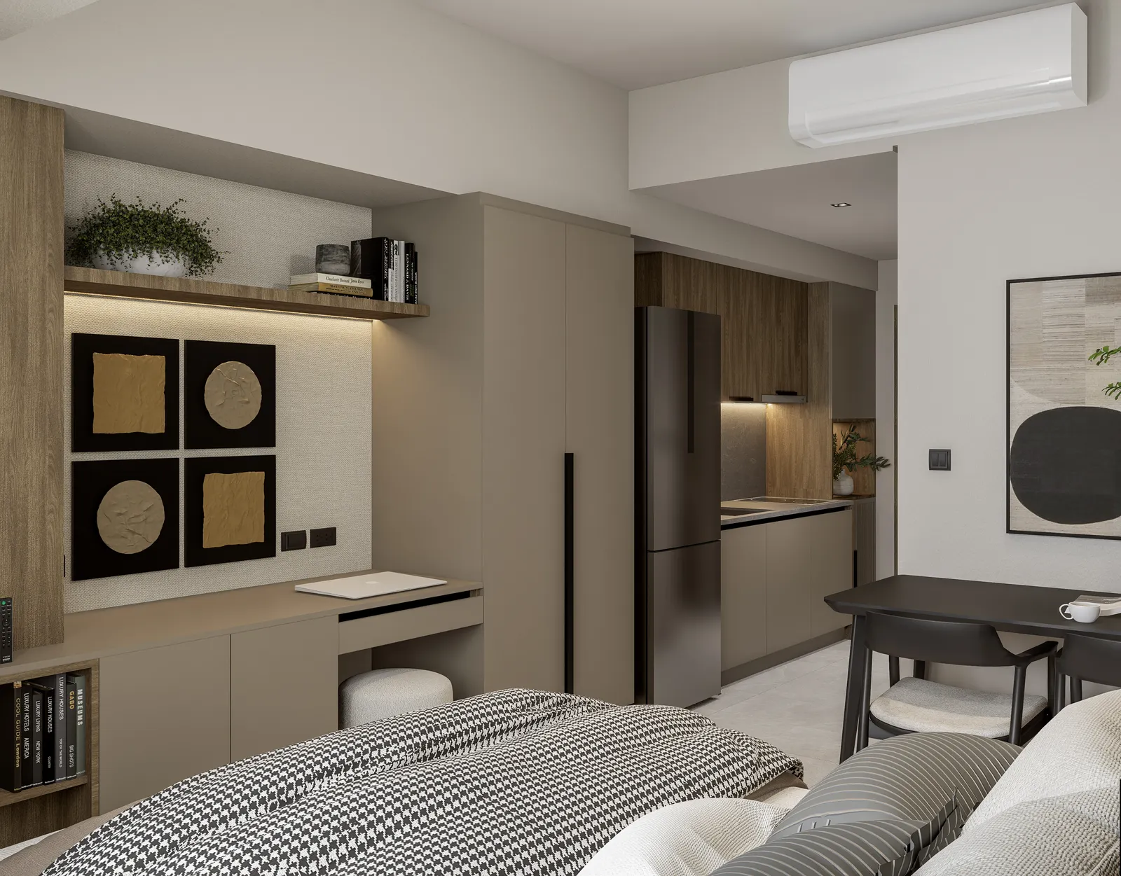 Studio architectural perspective — Studio Furnished Unit - View 06